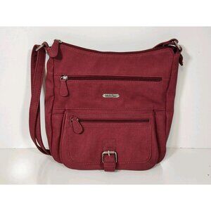 Multi Sac Flare Large Crossbody Shoulder Bag Burgundy Wine  12x12x3 Multi Pocket